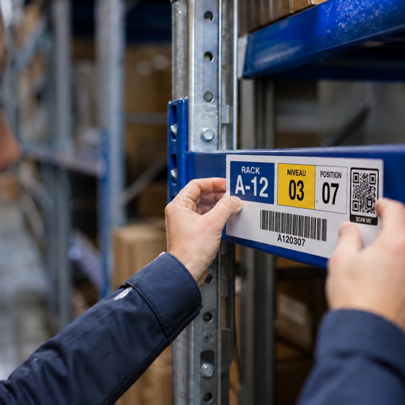 Etiquette magnetique en entrepot le detail que 9 logisticiens sur 10 negligent. PP pelliculage lamination sur support magnetique et coupe au format un savoir faire niche pour un marquage racks qui tient vraiment